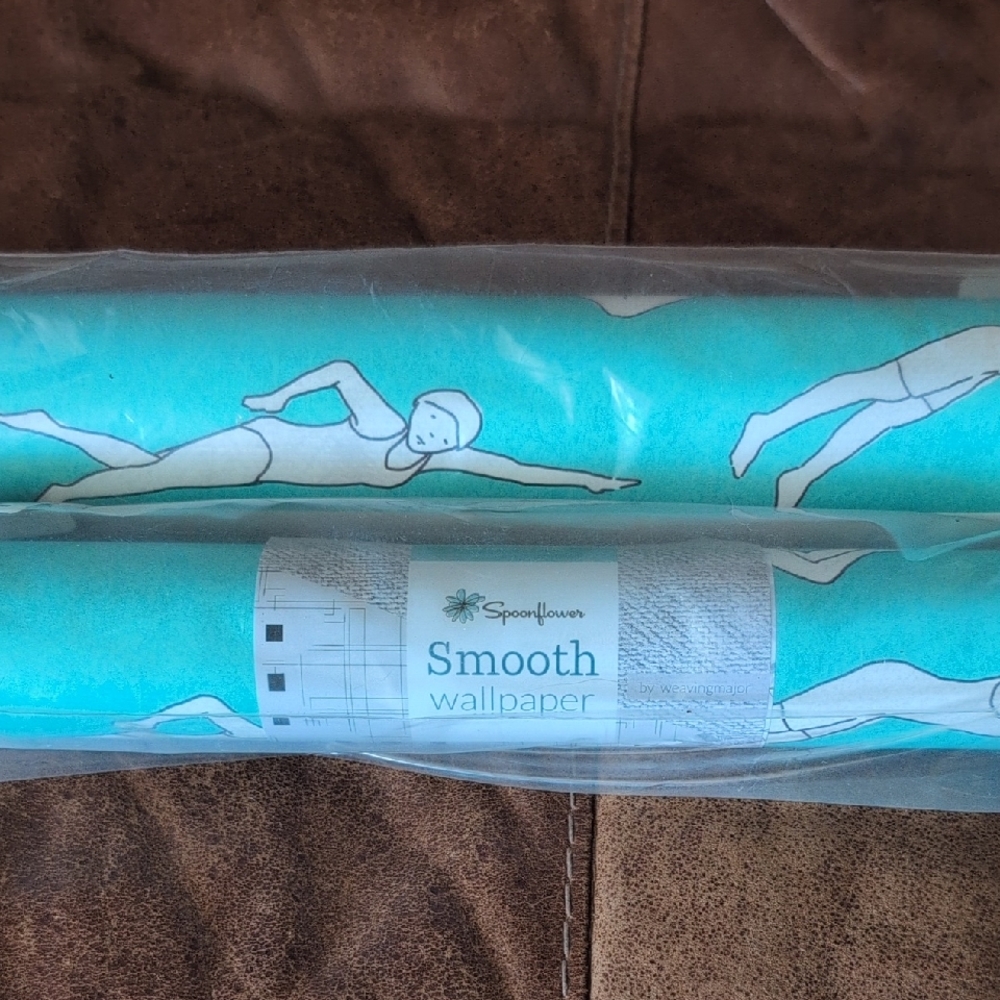 Spoonflower Smooth Wallpaper with Swimmer Design